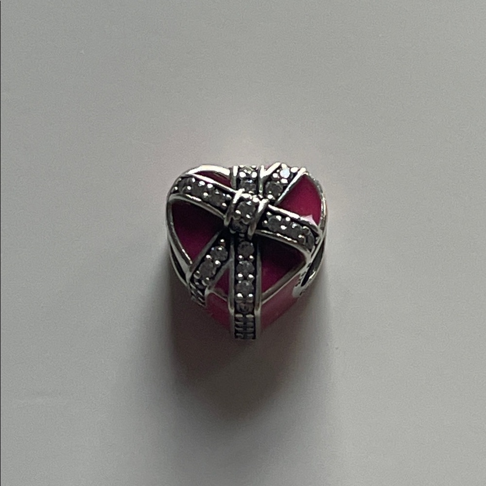 Pandora Silver and Pink Heart Bracelet Charm